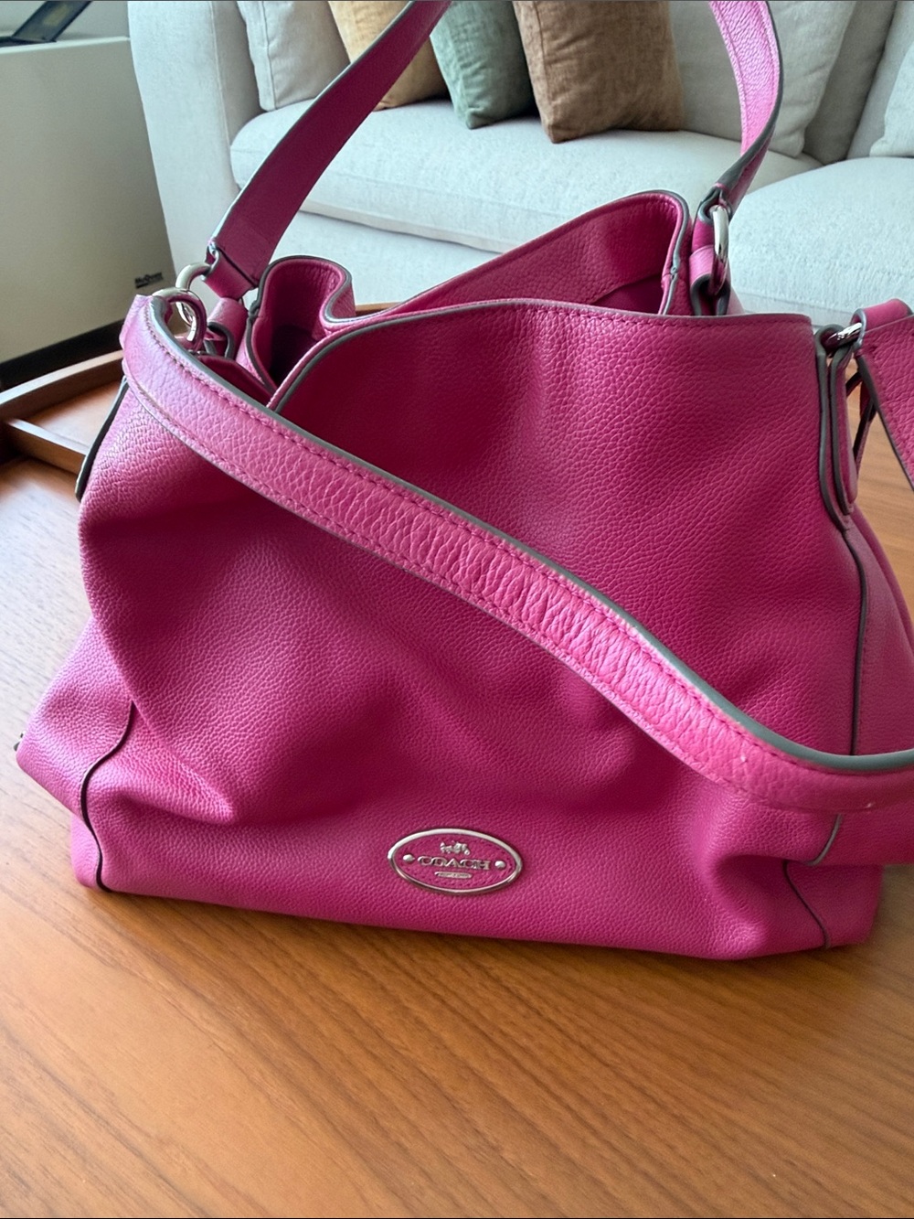 Coach Pink Pebbled Leather Shoulder Bag